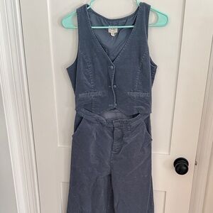 Anthropologie Blue Corduroy Jumpsuit